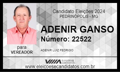 Candidato ADENIR GANSO 2024 - PEDRINÓPOLIS - Eleições