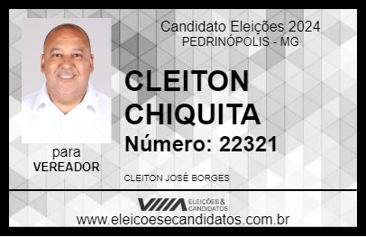 Candidato CLEITON CHIQUITA 2024 - PEDRINÓPOLIS - Eleições