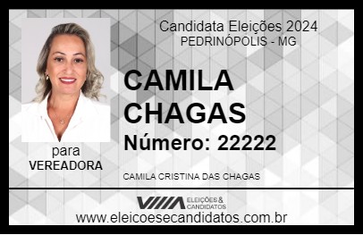 Candidato CAMILA CHAGAS 2024 - PEDRINÓPOLIS - Eleições