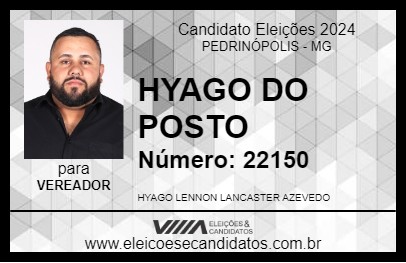 Candidato HYAGO DO POSTO 2024 - PEDRINÓPOLIS - Eleições