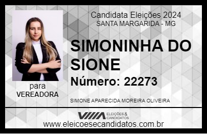 Candidato SIMONINHA DO SIONE 2024 - SANTA MARGARIDA - Eleições