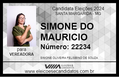 Candidato SIMONE DO MAURICIO 2024 - SANTA MARGARIDA - Eleições