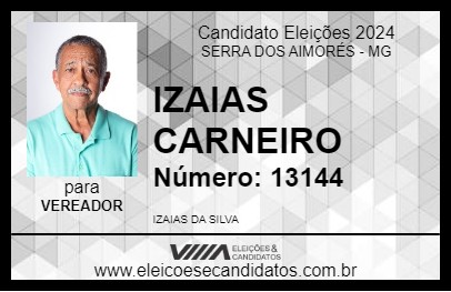 Candidato IZAIAS CARNEIRO 2024 - SERRA DOS AIMORÉS - Eleições