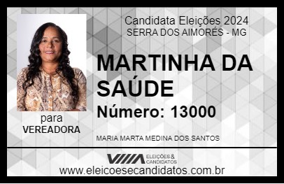 Candidato MARTINHA DA SAÚDE 2024 - SERRA DOS AIMORÉS - Eleições