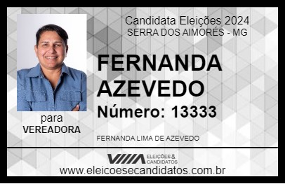 Candidato FERNANDA AZEVEDO 2024 - SERRA DOS AIMORÉS - Eleições