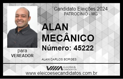 Candidato ALAN MECÂNICO 2024 - PATROCÍNIO - Eleições