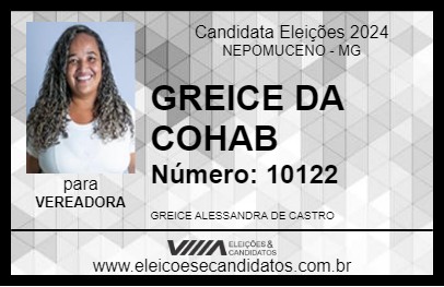 Candidato GREICE DA COHAB 2024 - NEPOMUCENO - Eleições