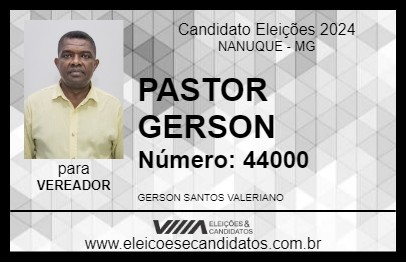 Candidato PASTOR GERSON 2024 - NANUQUE - Eleições