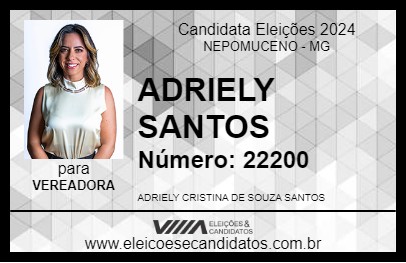 Candidato ADRIELY SANTOS 2024 - NEPOMUCENO - Eleições