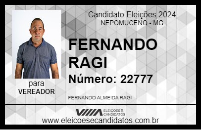 Candidato FERNANDO RAGI 2024 - NEPOMUCENO - Eleições