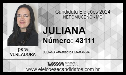 Candidato JULIANA 2024 - NEPOMUCENO - Eleições