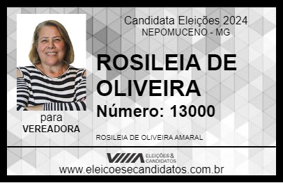 Candidato ROSILEIA DE OLIVEIRA 2024 - NEPOMUCENO - Eleições