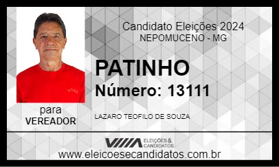 Candidato PATINHO 2024 - NEPOMUCENO - Eleições