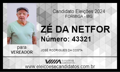 Candidato ZÉ DA NETFOR 2024 - FORMIGA - Eleições