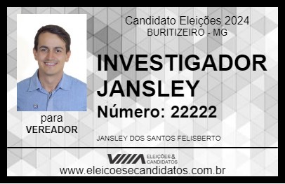 Candidato INVESTIGADOR JANSLEY 2024 - BURITIZEIRO - Eleições