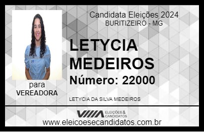 Candidato LETYCIA MEDEIROS 2024 - BURITIZEIRO - Eleições