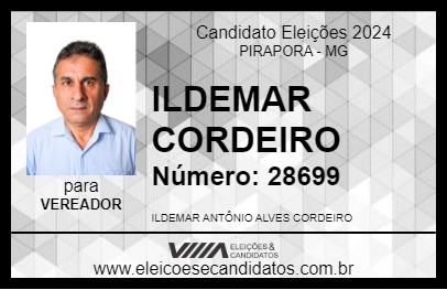 Candidato ILDEMAR CORDEIRO 2024 - PIRAPORA - Eleições