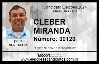 Candidato CLEBER MIRANDA 2024 - PIRAPORA - Eleições