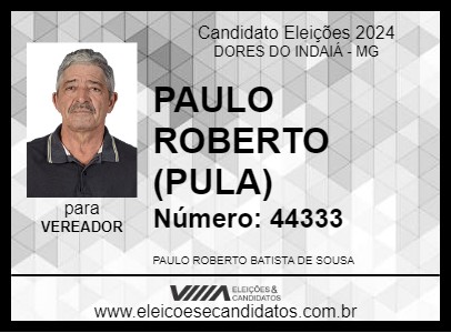 Candidato PAULO ROBERTO  (PULA) 2024 - DORES DO INDAIÁ - Eleições