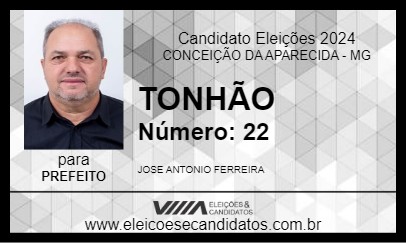 Candidato TONHÃO 2024 - CONCEIÇÃO DA APARECIDA - Eleições