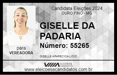 Candidato GISELLE DA PADARIA 2024 - OURO FINO - Eleições