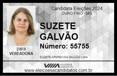 Candidato SUZETE GALVÃO 2024 - OURO FINO - Eleições