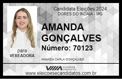 Candidato AMANDA GONÇALVES 2024 - DORES DO INDAIÁ - Eleições