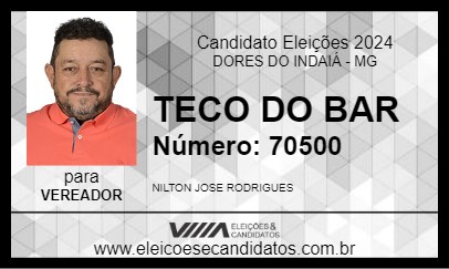 Candidato TECO DO BAR 2024 - DORES DO INDAIÁ - Eleições