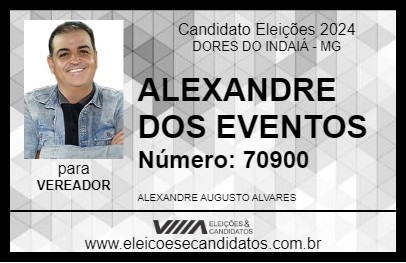 Candidato ALEXANDRE DOS EVENTOS 2024 - DORES DO INDAIÁ - Eleições