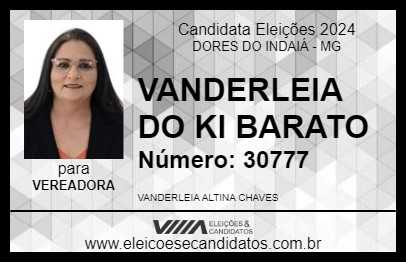 Candidato VANDERLEIA DO KI BARATO 2024 - DORES DO INDAIÁ - Eleições