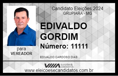 Candidato EDIVALDO GORDIM 2024 - GRUPIARA - Eleições