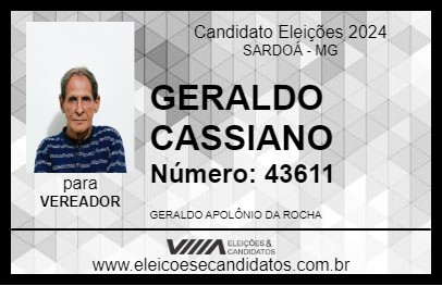 Candidato GERALDO CASSIANO 2024 - SARDOÁ - Eleições