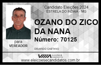 Candidato OZANO DO ZICO DA NANA 2024 - ESTRELA DO INDAIÁ - Eleições