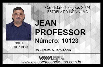 Candidato JEAN PROFESSOR 2024 - ESTRELA DO INDAIÁ - Eleições