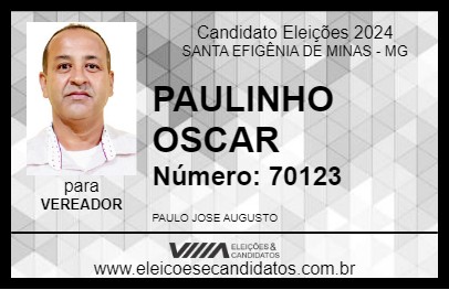 Candidato PAULINHO DO OSCAR 2024 - SANTA EFIGÊNIA DE MINAS - Eleições