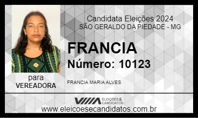 Candidato FRANCIA 2024 - SÃO GERALDO DA PIEDADE - Eleições