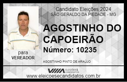 Candidato AGOSTINHO DO CAPOEIRÃO 2024 - SÃO GERALDO DA PIEDADE - Eleições