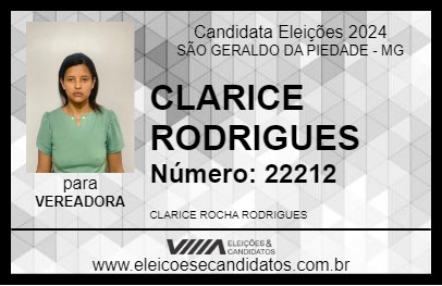 Candidato CLARICE RODRIGUES 2024 - SÃO GERALDO DA PIEDADE - Eleições