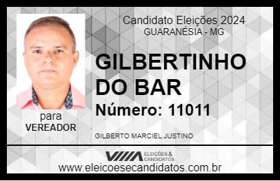 Candidato GILBERTINHO DO BAR 2024 - GUARANÉSIA - Eleições