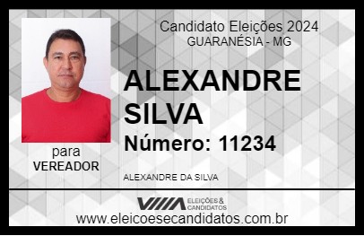 Candidato ALEXANDRE SILVA 2024 - GUARANÉSIA - Eleições