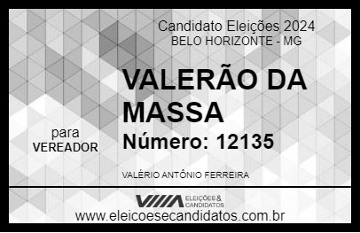 Candidato VALERÃO DA MASSA 2024 - BELO HORIZONTE - Eleições