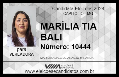 Candidato MARÍLIA TIA BALI 2024 - CAPITÓLIO - Eleições