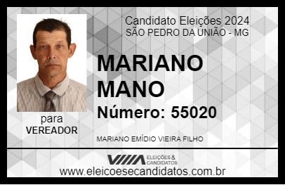 Candidato MARIANO    MANO 2024 - SÃO PEDRO DA UNIÃO - Eleições