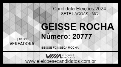 Candidato GEISSE ROCHA 2024 - SETE LAGOAS - Eleições