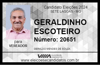 Candidato GERALDINHO ESCOTEIRO 2024 - SETE LAGOAS - Eleições