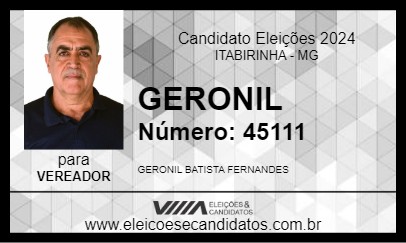 Candidato GERONIL 2024 - ITABIRINHA - Eleições