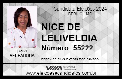 Candidato NICE DE  LELIVELDIA 2024 - BERILO - Eleições