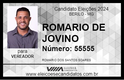 Candidato ROMARIO DE  JOVINO 2024 - BERILO - Eleições