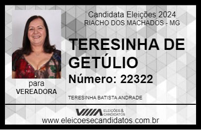 Candidato TERESINHA DE GETÚLIO 2024 - RIACHO DOS MACHADOS - Eleições