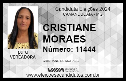 Candidato CRISTIANE MORAES 2024 - CAMANDUCAIA - Eleições